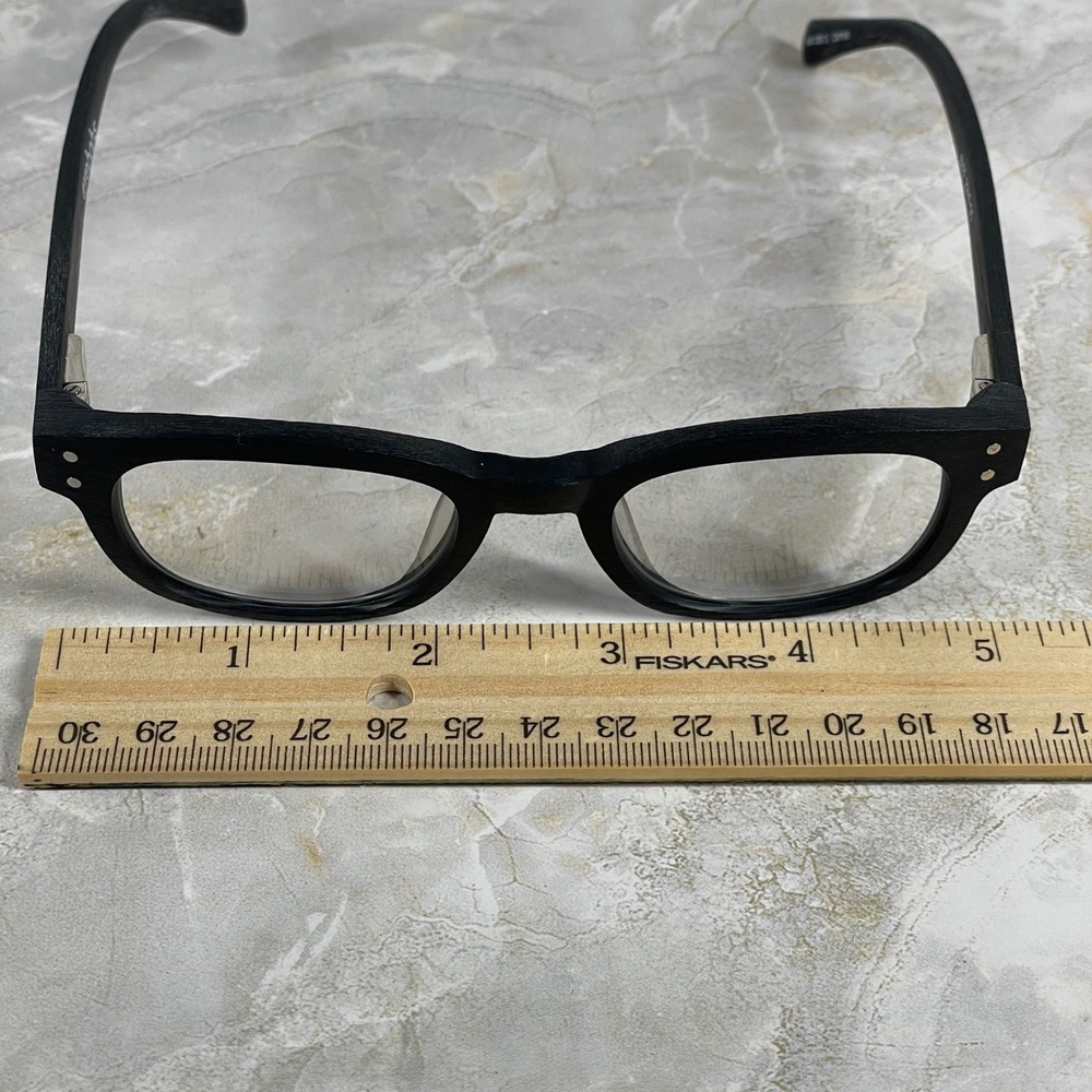 Eyebobs Biff Square Frames Glasses Black Wood Grain with Leather Slip Case - Picture 10 of 12